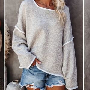 Relaxed Knit Sweater - Heather Taupe VICI